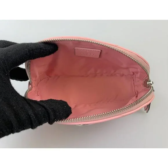 NWT Gucci GG Marmont Cosmetic Pouch in Pink Quilted Chevron Leather - Picture 7 of 11